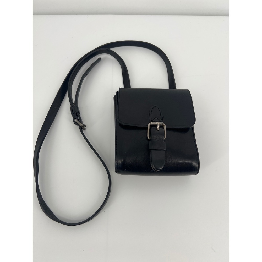 Limited Camera Bag Black Genuine Leather Crossbody Minimalist 90s Y2K Small